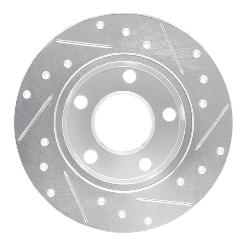 Audi A6 Quattro Brake Rotor (1) - Rear Left - R1 Concepts - Drilled & Slotted - Silver - `98-`01